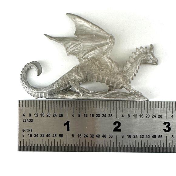 Vintage Grenadier Pewter Horned Dragon Figurine 1986 M97 Fantasy Lords D&D - Picture 3 of 8